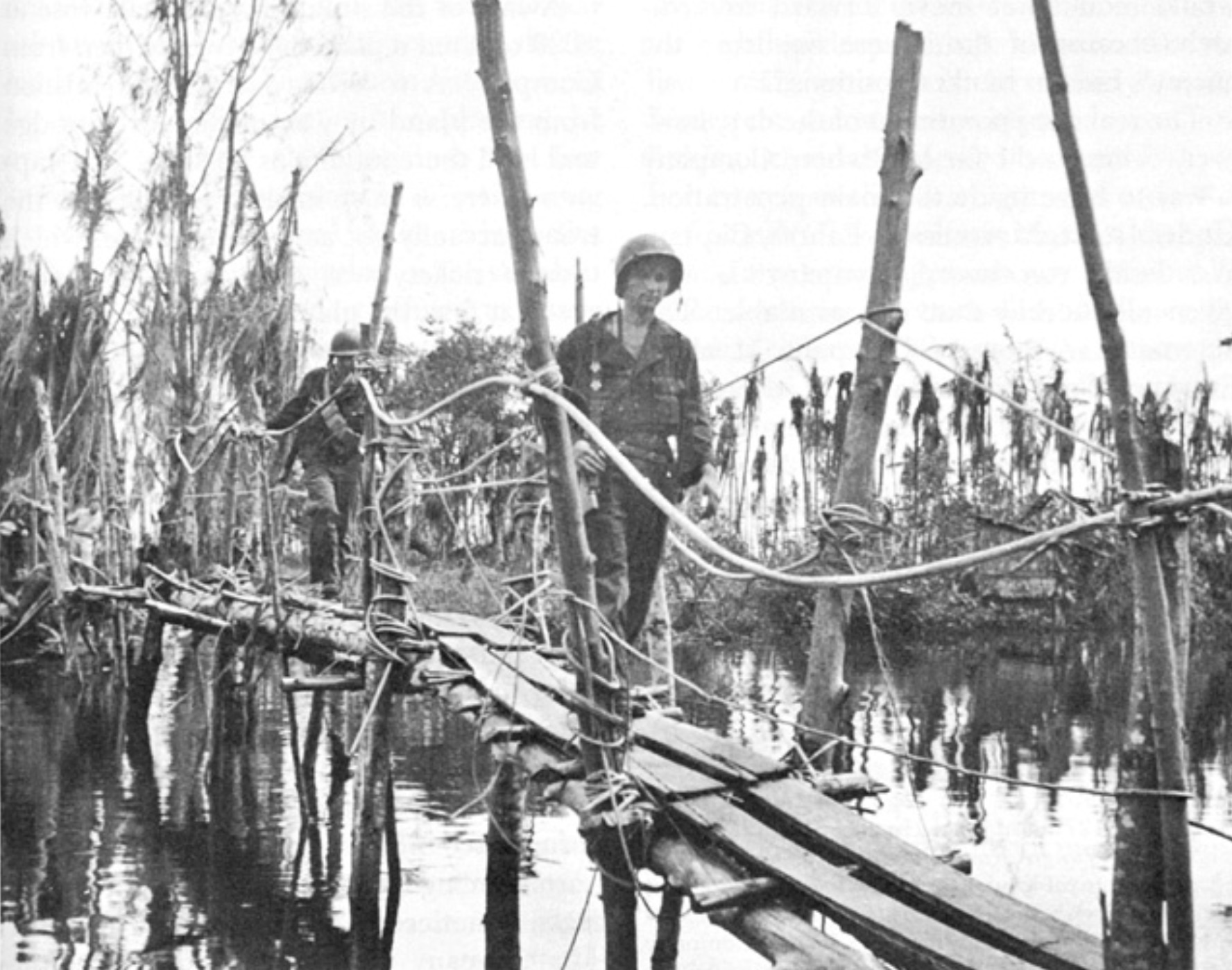 A Japanese built foot bridge crossing. 